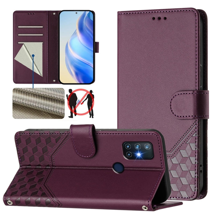 Honeycomb Embossing RFID Leather Phone Case, For OnePlus Nord N10 5G