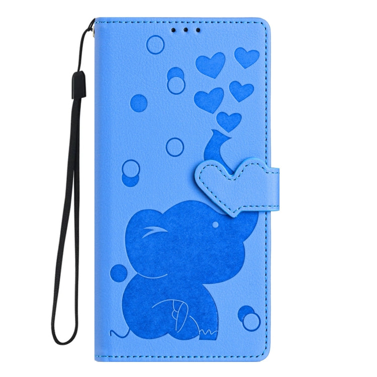 Cartoon Elephant Embossed Leather Phone Case, For iPhone 16 Pro Max, For iPhone 16 Pro, For iPhone 16 Plus, For iPhone 16