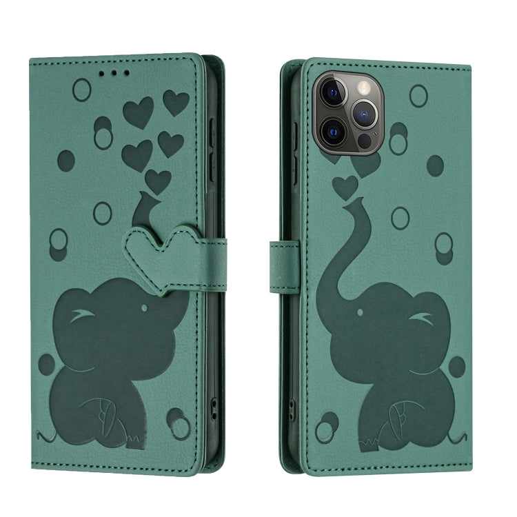 Cartoon Elephant Embossed Leather Phone Case, For iPhone 13 mini / 12 mini, For iPhone 12 / 12 Pro, For iPhone 12 Pro Max, For iPhone 11 Pro Max
