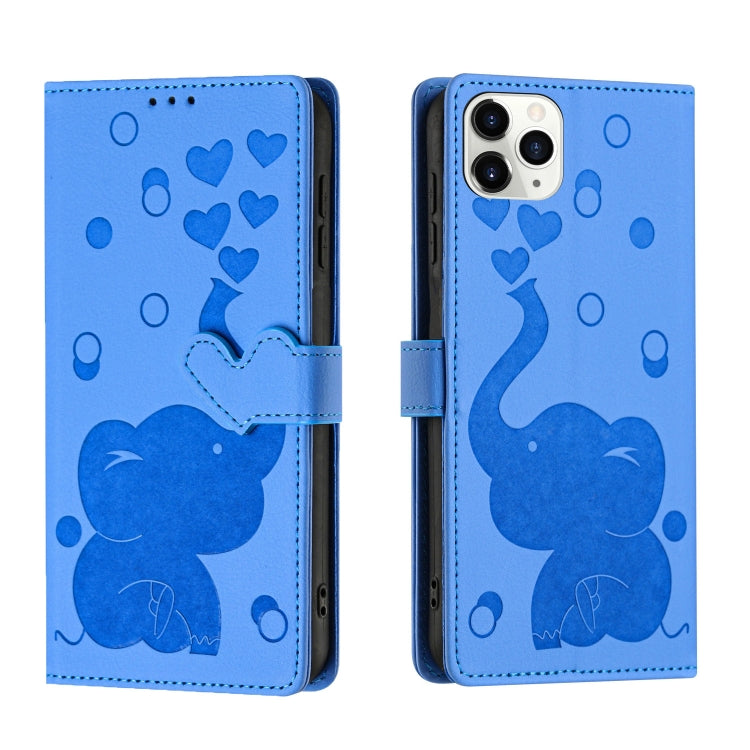 Cartoon Elephant Embossed Leather Phone Case, For iPhone 13 mini / 12 mini, For iPhone 12 / 12 Pro, For iPhone 12 Pro Max, For iPhone 11 Pro Max