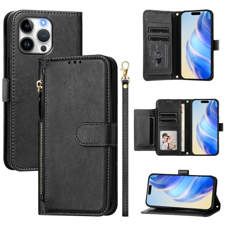 Multi-Card Slots Zipper Wallet Leather Phone Case, For iPhone Air, For iPhone 16 Pro Max, For iPhone 16 Pro, For iPhone 16 Plus