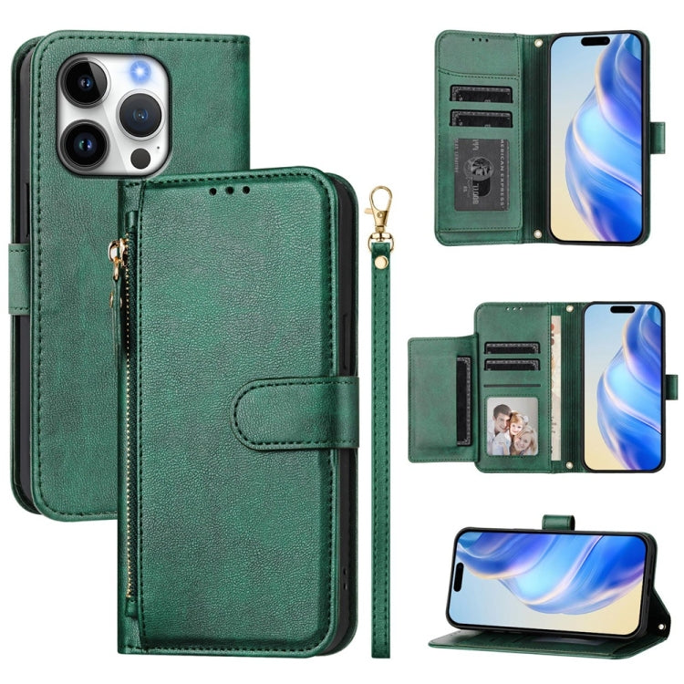 Multi-Card Slots Zipper Wallet Leather Phone Case, For iPhone Air, For iPhone 16 Pro Max, For iPhone 16 Pro, For iPhone 16 Plus