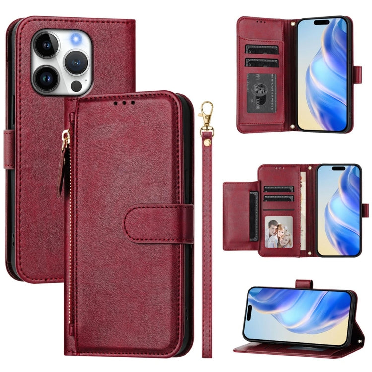 Multi-Card Slots Zipper Wallet Leather Phone Case, For iPhone Air, For iPhone 16 Pro Max, For iPhone 16 Pro, For iPhone 16 Plus
