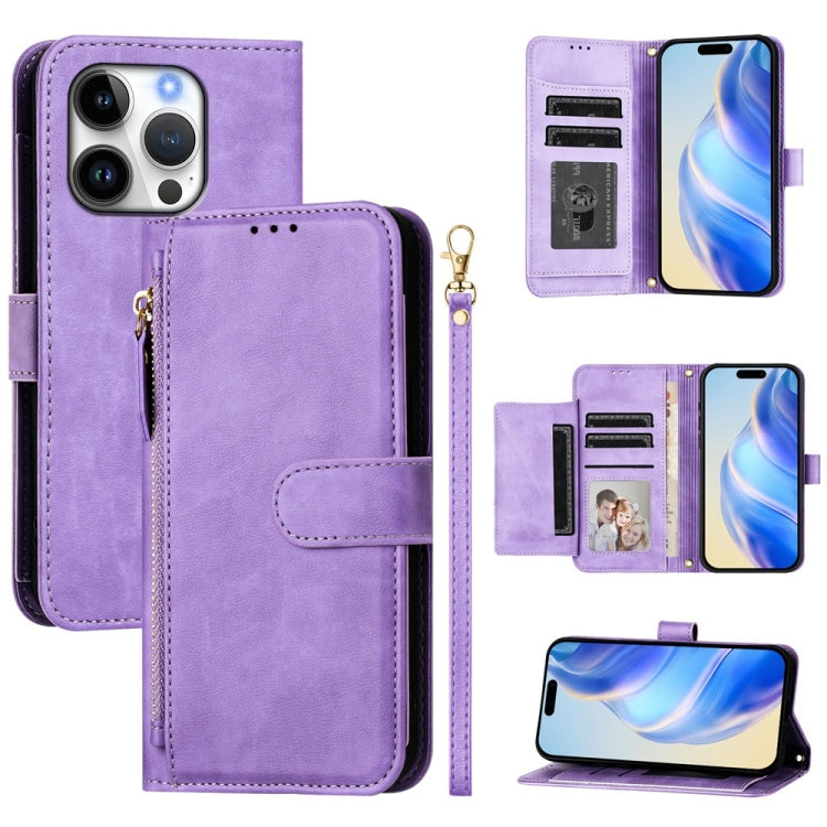 Multi-Card Slots Zipper Wallet Leather Phone Case, For iPhone Air, For iPhone 16 Pro Max, For iPhone 16 Pro, For iPhone 16 Plus