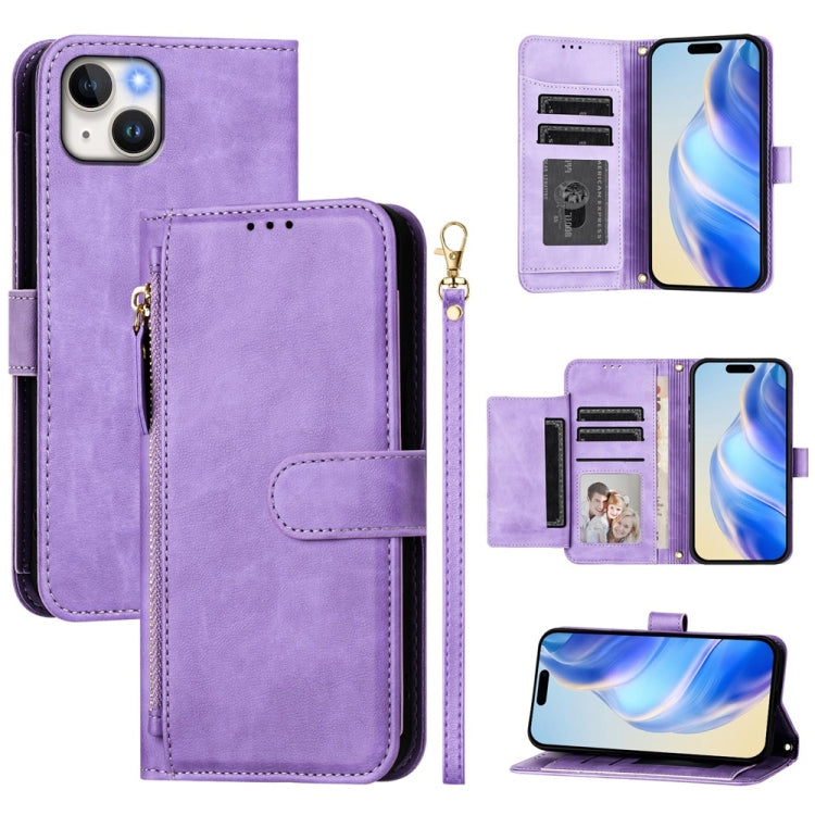 Multi-Card Slots Zipper Wallet Leather Phone Case, For iPhone 15, For iPhone 14 Plus, For iPhone 14 / 13, For iPhone 14 Pro