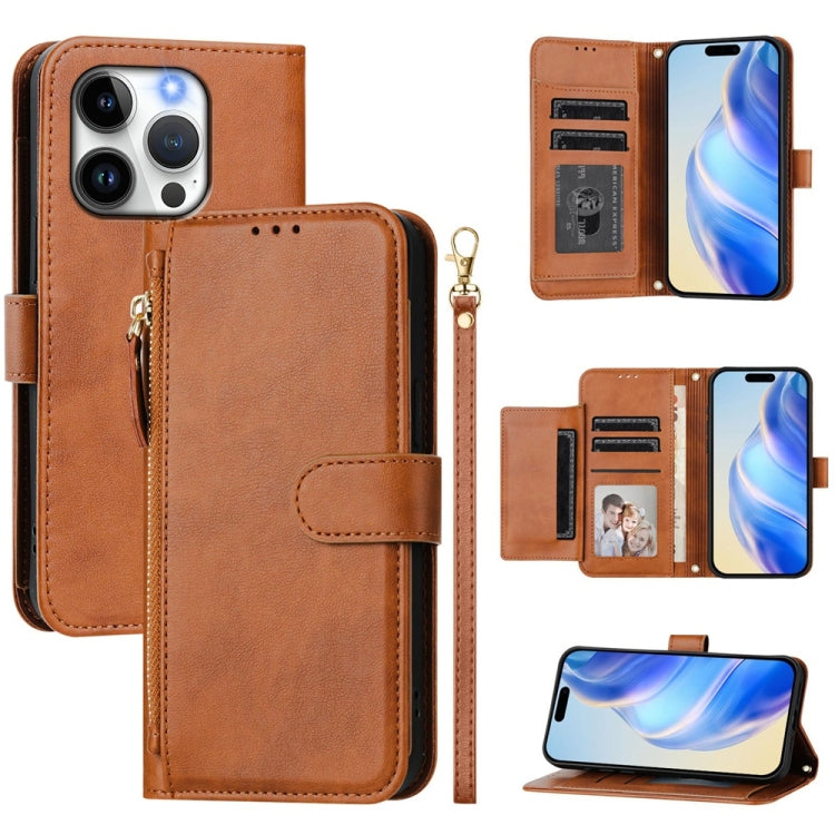 Multi-Card Slots Zipper Wallet Leather Phone Case, For iPhone 15, For iPhone 14 Plus, For iPhone 14 / 13, For iPhone 14 Pro