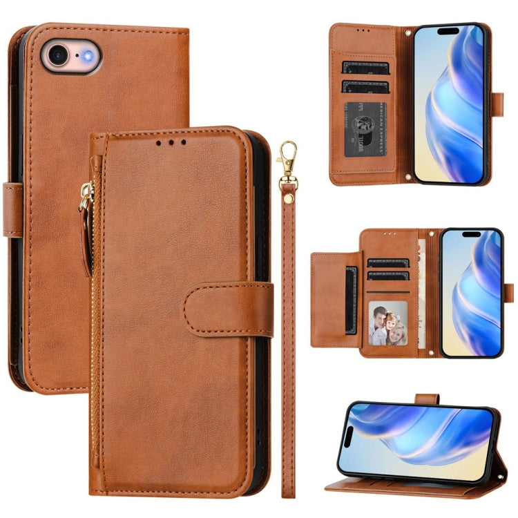 Multi-Card Slots Zipper Wallet Leather Phone Case, For iPhone 14 Pro Max, For iPhone SE 2022 / 2020 / 8 / 7, For iPhone 13 Pro Max, For iPhone 13 Pro