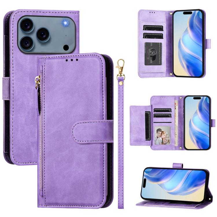 Multi-Card Slots Zipper Wallet Leather Phone Case, For iPhone 17e / 16e, For iPhone 17 Pro Max, For iPhone 17 Pro, For iPhone 17
