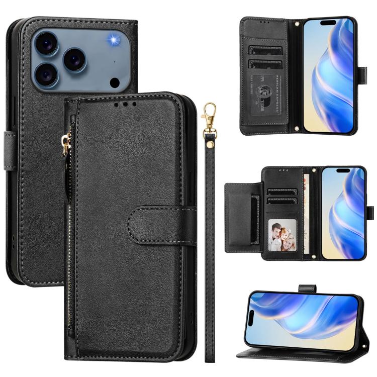 Multi-Card Slots Zipper Wallet Leather Phone Case, For iPhone 17e / 16e, For iPhone 17 Pro Max, For iPhone 17 Pro, For iPhone 17