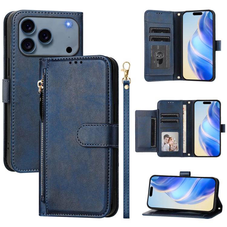 Multi-Card Slots Zipper Wallet Leather Phone Case, For iPhone 17e / 16e, For iPhone 17 Pro Max, For iPhone 17 Pro, For iPhone 17