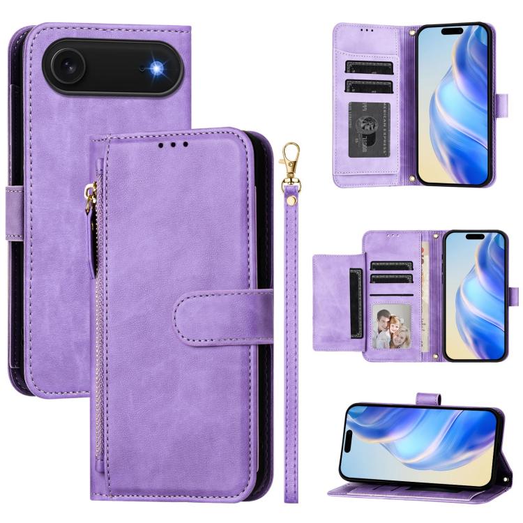 Multi-Card Slots Zipper Wallet Leather Phone Case, For iPhone Air, For iPhone 16 Pro Max, For iPhone 16 Pro, For iPhone 16 Plus