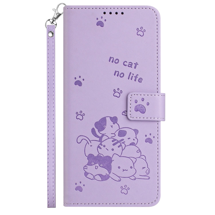 Embossed Kitten Phone Leather Case with Lanyard, For Motorola Moto G85, For Motorola Edge 2024 5G, For Motorola Edge 50 Ultra, For Motorola Edge 50 Pro