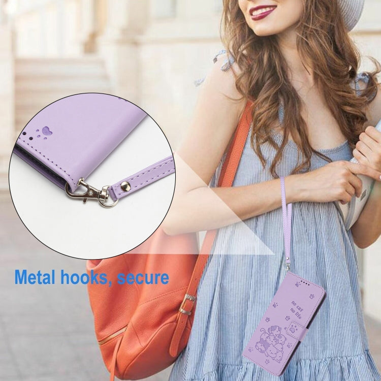 Embossed Kitten Phone Leather Case with Lanyard, For Motorola Moto G85, For Motorola Edge 2024 5G, For Motorola Edge 50 Ultra, For Motorola Edge 50 Pro