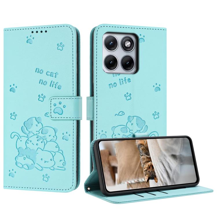 Embossed Kitten Phone Leather Case with Lanyard, For Motorola Edge 70 5G, For Motorola Moto G06 4G, For Motorola Moto G86 5G, For Motorola Moto G56 5G