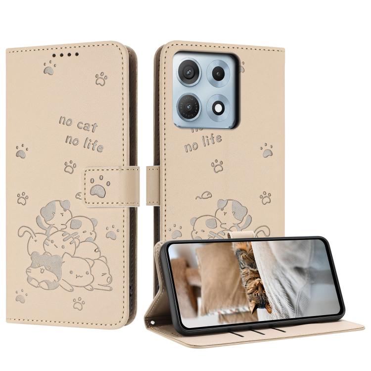 Embossed Kitten Phone Leather Case with Lanyard, For Motorola Moto G17 / G17 Power 4G, For Motorola Moto G67 / G77 5G, For Motorola Edge 70 Fusion 5G, For Motorola Moto G67 Power / G57 Power