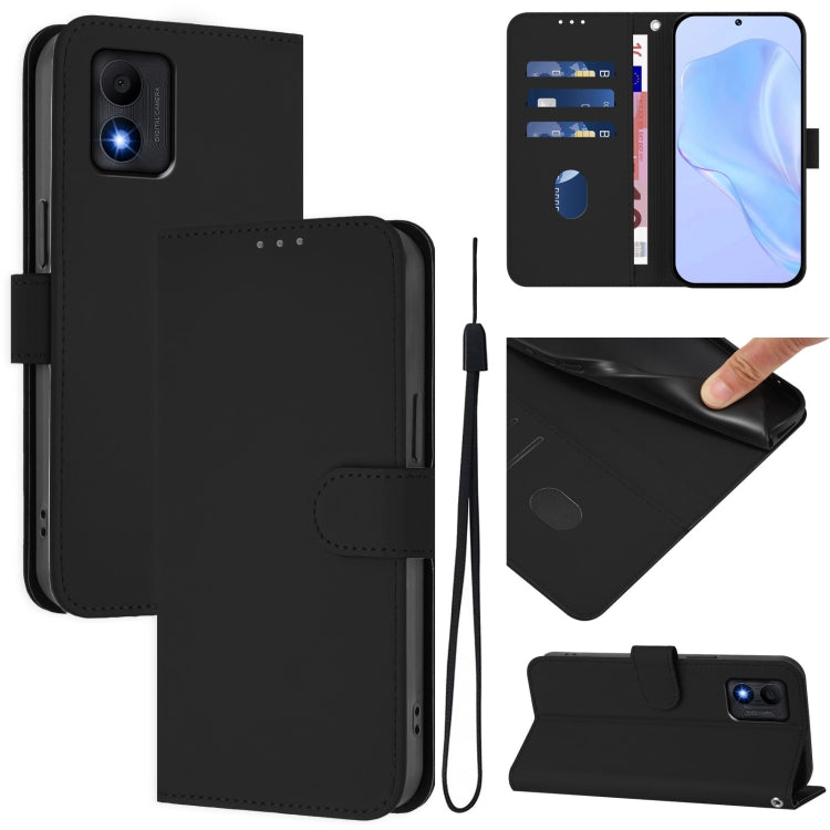 Skin Feel Solid Color Leather Phone Case with Lanyard, For TCL 30 4G / 30 5G / 30+