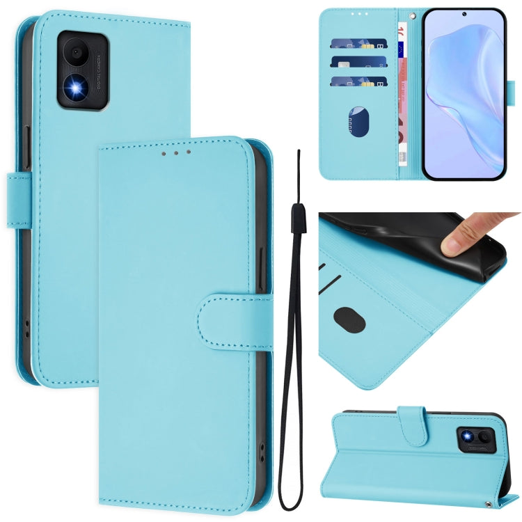 Skin Feel Solid Color Leather Phone Case with Lanyard, For TCL 30 4G / 30 5G / 30+