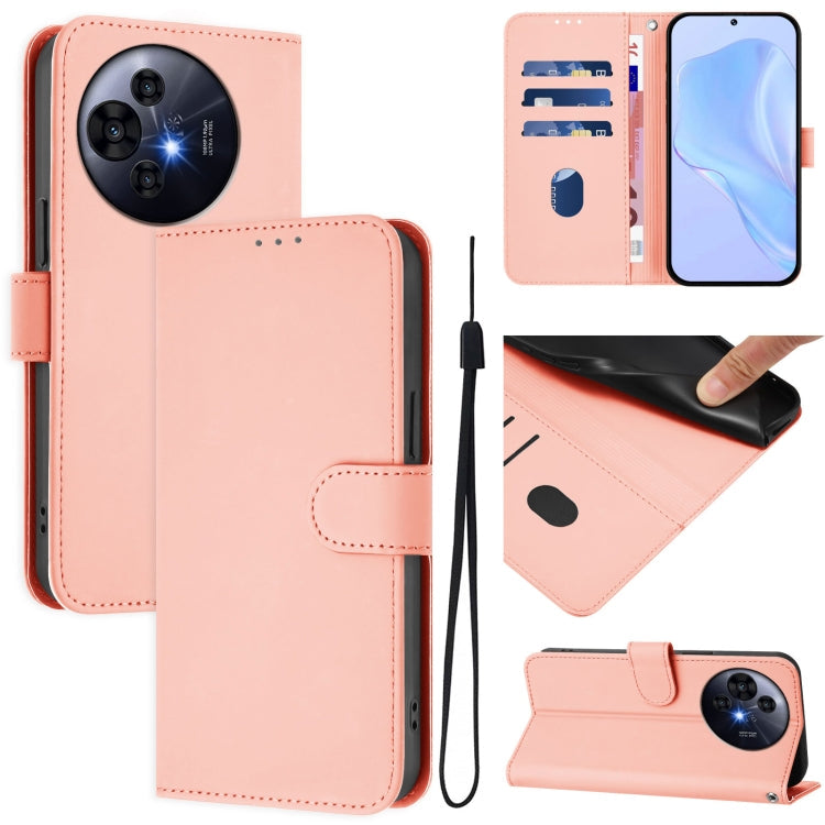 Skin Feel Solid Color Leather Phone Case with Lanyard, For TCL 50 XL
