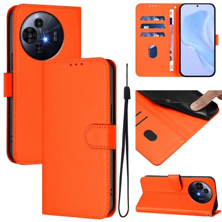 Skin Feel Solid Color Leather Phone Case with Lanyard, For TCL 50 XL