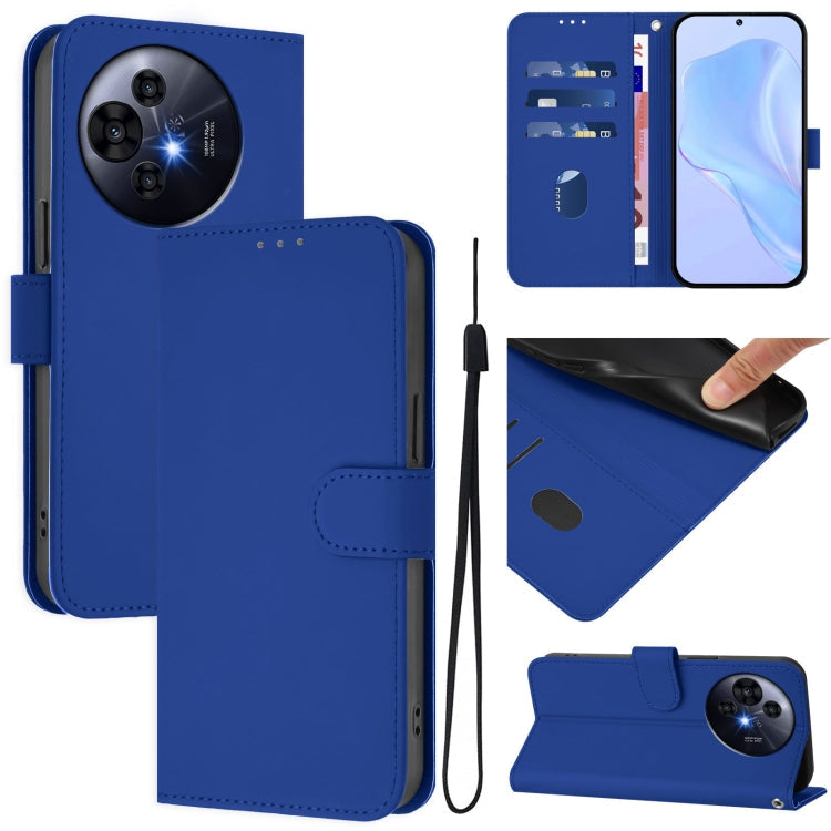 Skin Feel Solid Color Leather Phone Case with Lanyard, For TCL 50 XL