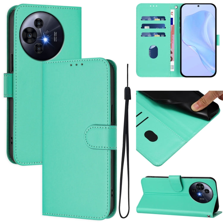 Skin Feel Solid Color Leather Phone Case with Lanyard, For TCL 50 XL