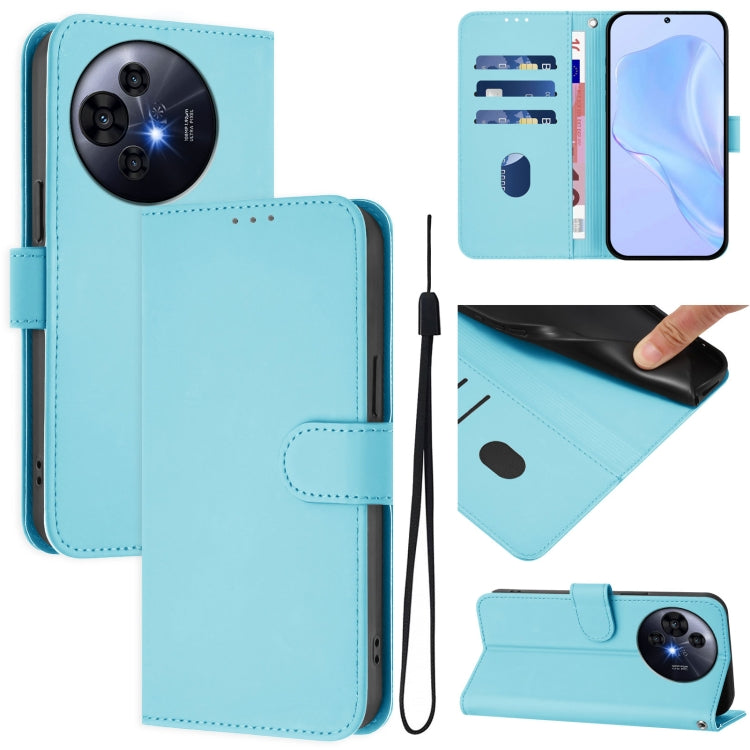Skin Feel Solid Color Leather Phone Case with Lanyard, For TCL 50 XL
