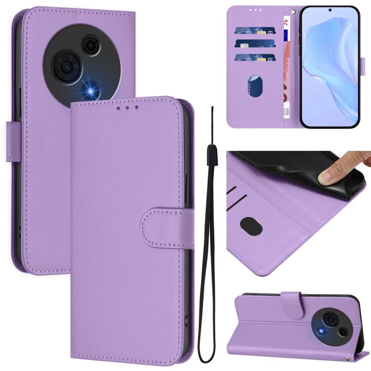 Skin Feel Solid Color Leather Phone Case with Lanyard, For TCL 50 Pro NxtPaper