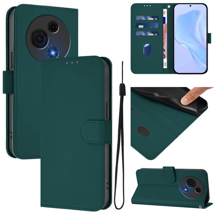 Skin Feel Solid Color Leather Phone Case with Lanyard, For TCL 50 Pro NxtPaper