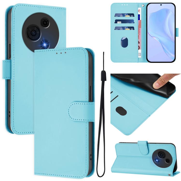 Skin Feel Solid Color Leather Phone Case with Lanyard, For TCL 50 Pro NxtPaper