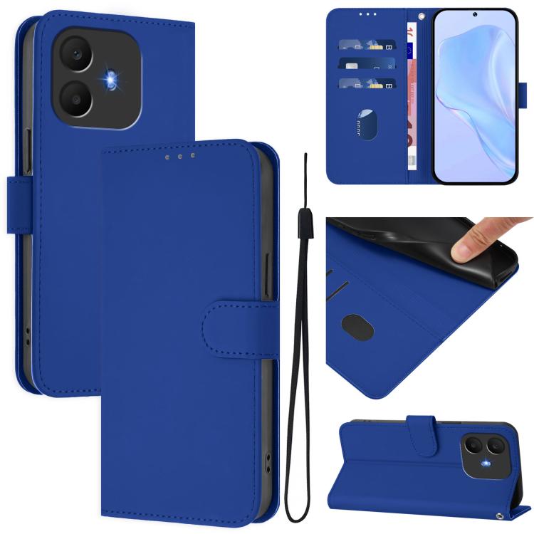 Skin Feel Solid Color Leather Phone Case with Lanyard, For TCL 60 NxtPaper