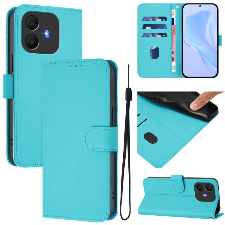 Skin Feel Solid Color Leather Phone Case with Lanyard, For TCL 60 NxtPaper