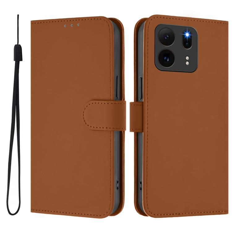 Skin Feel Solid Color Leather Phone Case with Lanyard, For TCL K32 5G / K33 5G