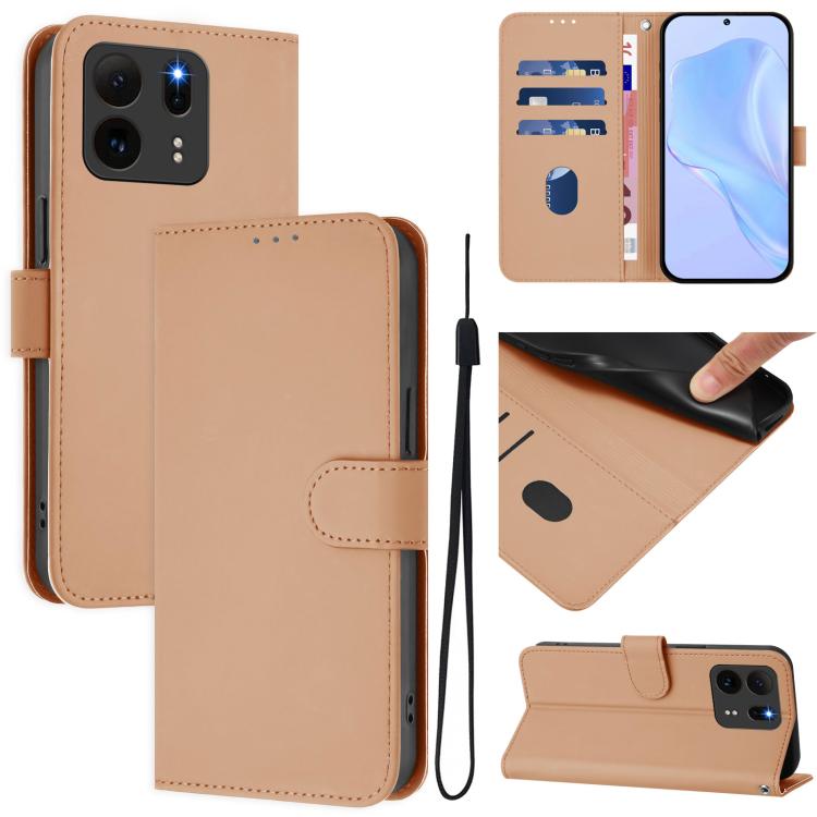 Skin Feel Solid Color Leather Phone Case with Lanyard, For TCL K32 5G / K33 5G