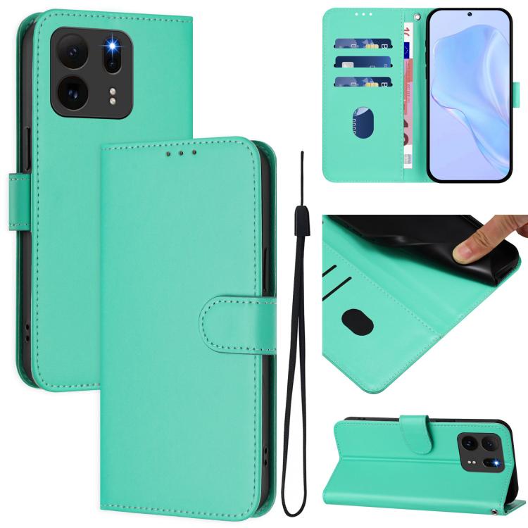 Skin Feel Solid Color Leather Phone Case with Lanyard, For TCL K32 5G / K33 5G