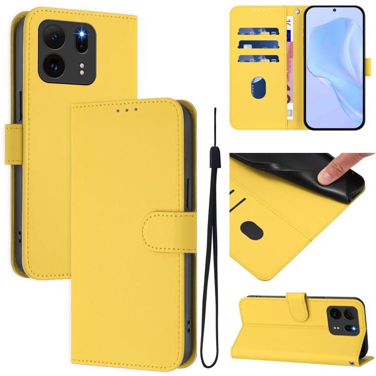 Skin Feel Solid Color Leather Phone Case with Lanyard, For TCL K32 5G / K33 5G