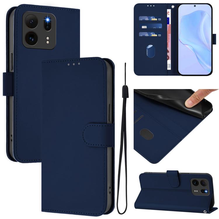 Skin Feel Solid Color Leather Phone Case with Lanyard, For TCL K32 5G / K33 5G