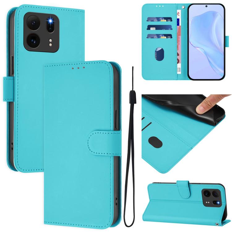 Skin Feel Solid Color Leather Phone Case with Lanyard, For TCL K32 5G / K33 5G