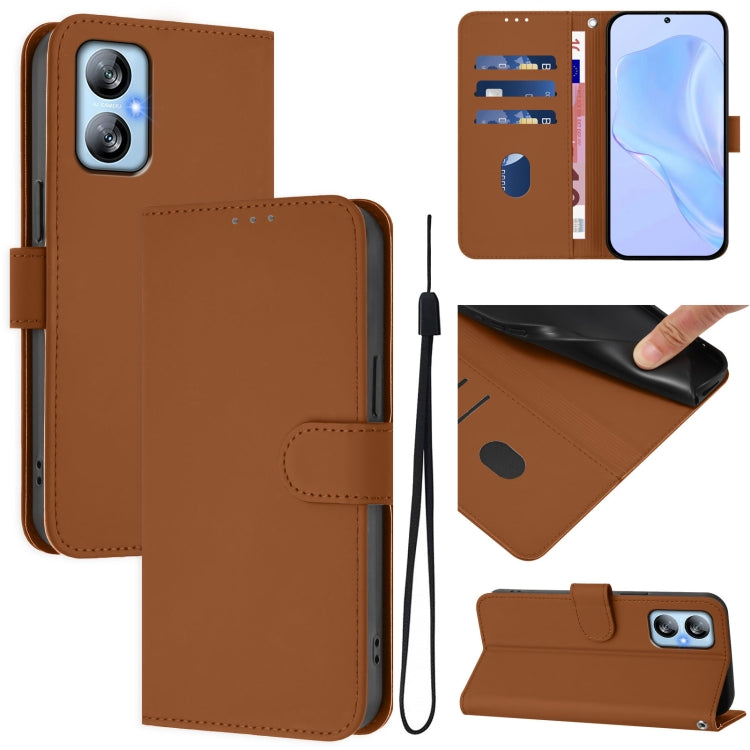 Skin Feel Solid Color Leather Phone Case with Lanyard, For Blackview A52 / A52 Pro