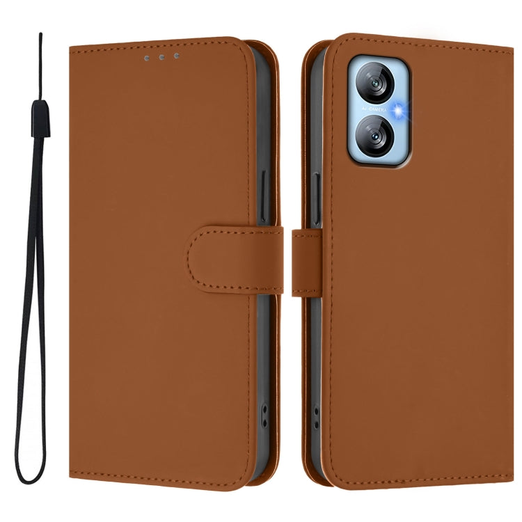 Skin Feel Solid Color Leather Phone Case with Lanyard, For Blackview A52 / A52 Pro