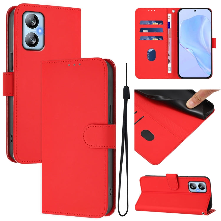 Skin Feel Solid Color Leather Phone Case with Lanyard, For Blackview A52 / A52 Pro