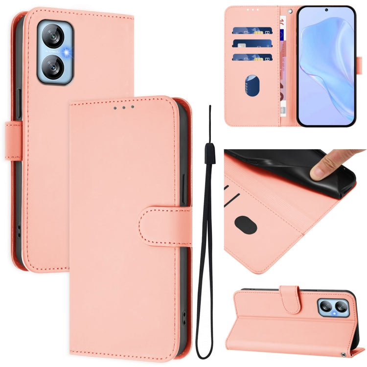 Skin Feel Solid Color Leather Phone Case with Lanyard, For Blackview A52 / A52 Pro