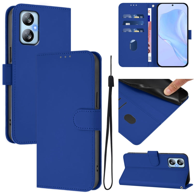 Skin Feel Solid Color Leather Phone Case with Lanyard, For Blackview A52 / A52 Pro