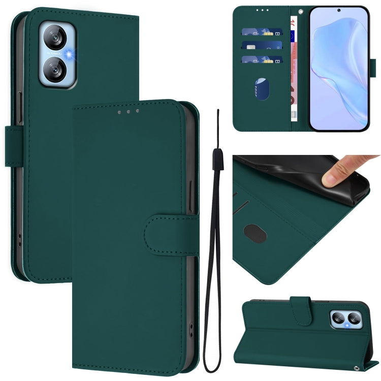 Skin Feel Solid Color Leather Phone Case with Lanyard, For Blackview A52 / A52 Pro