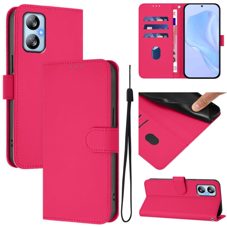 Skin Feel Solid Color Leather Phone Case with Lanyard, For Blackview A52 / A52 Pro