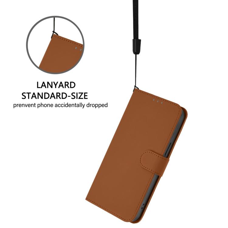Skin Feel Solid Color Leather Phone Case with Lanyard, For Blackview Wave 10