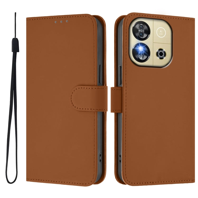 Skin Feel Solid Color Leather Phone Case with Lanyard, For Oukitel C57s