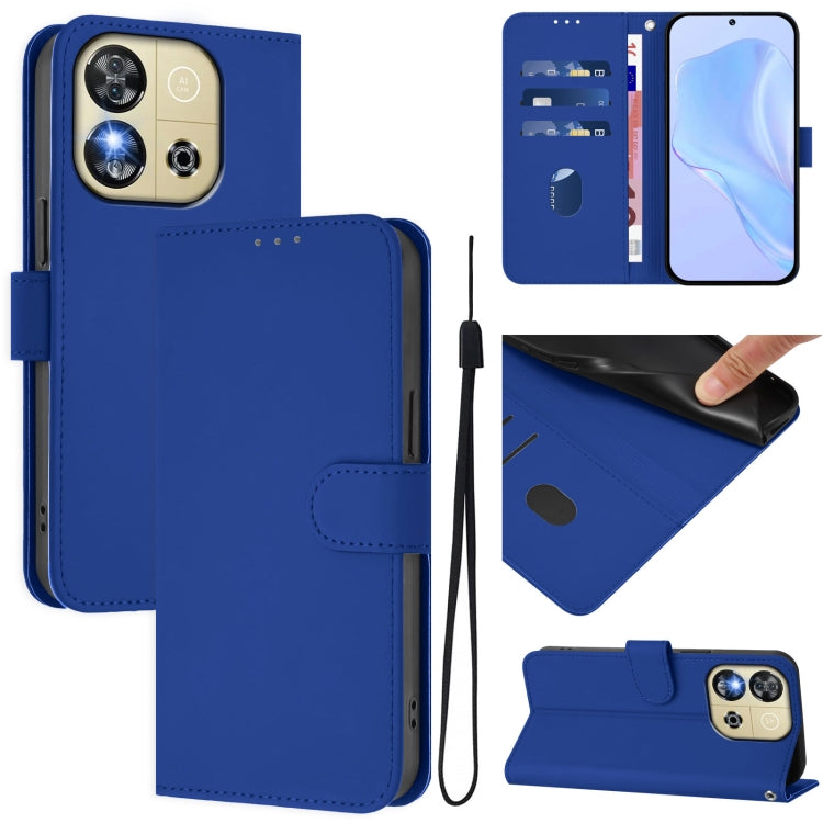 Skin Feel Solid Color Leather Phone Case with Lanyard, For Oukitel C57s