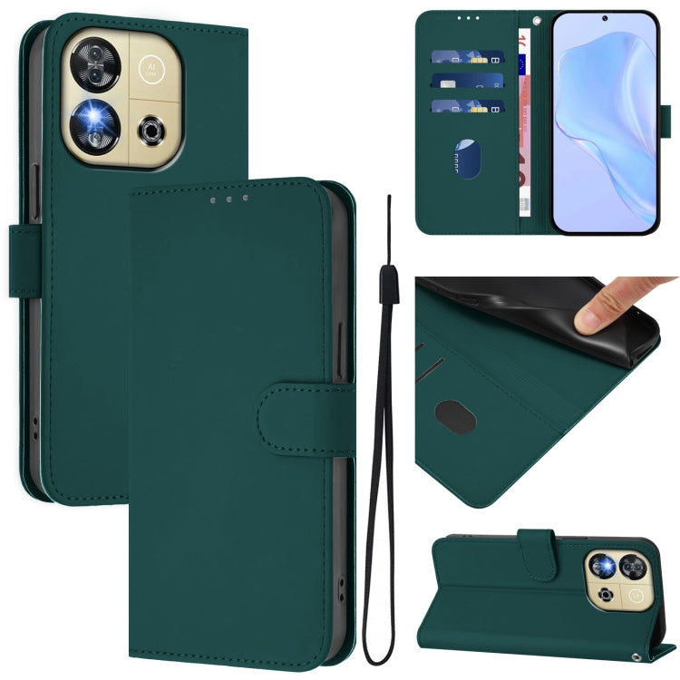 Skin Feel Solid Color Leather Phone Case with Lanyard, For Oukitel C57s