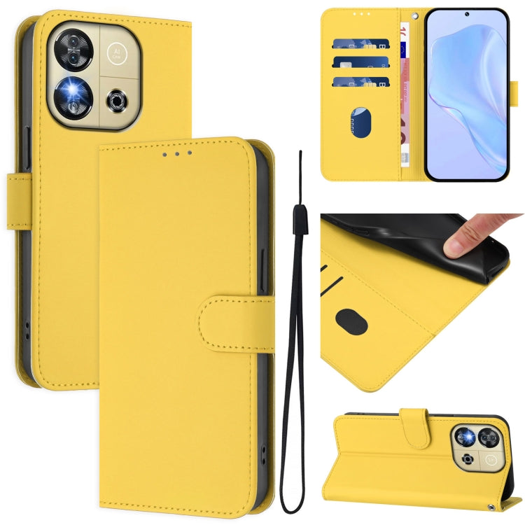 Skin Feel Solid Color Leather Phone Case with Lanyard, For Oukitel C57s
