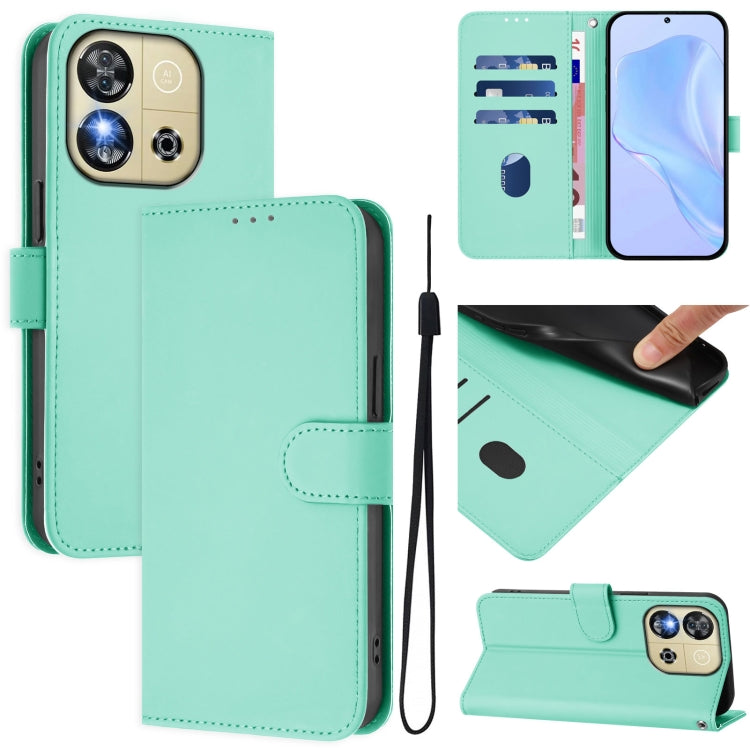Skin Feel Solid Color Leather Phone Case with Lanyard, For Oukitel C57s